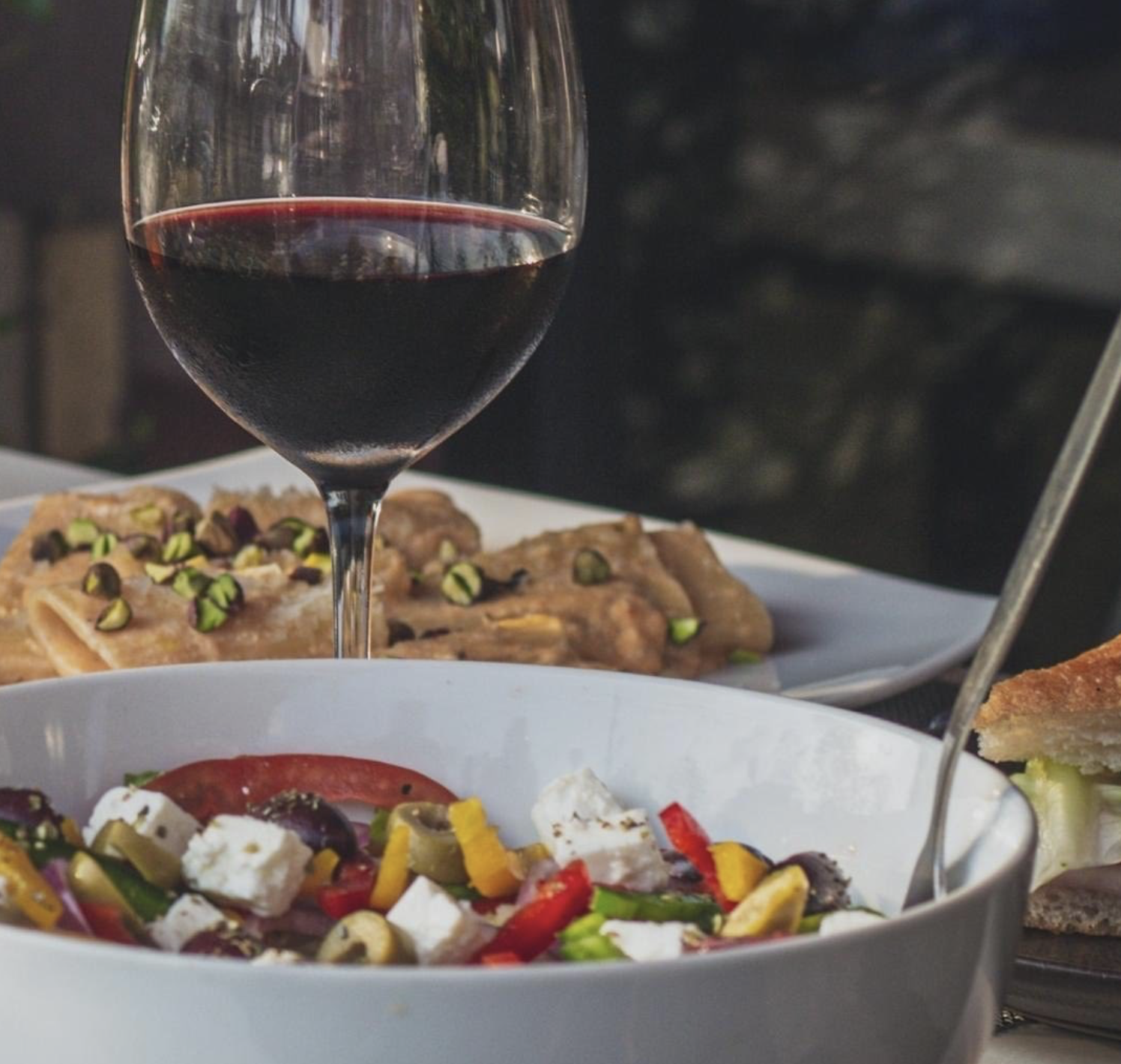 Wine and Greek Salad